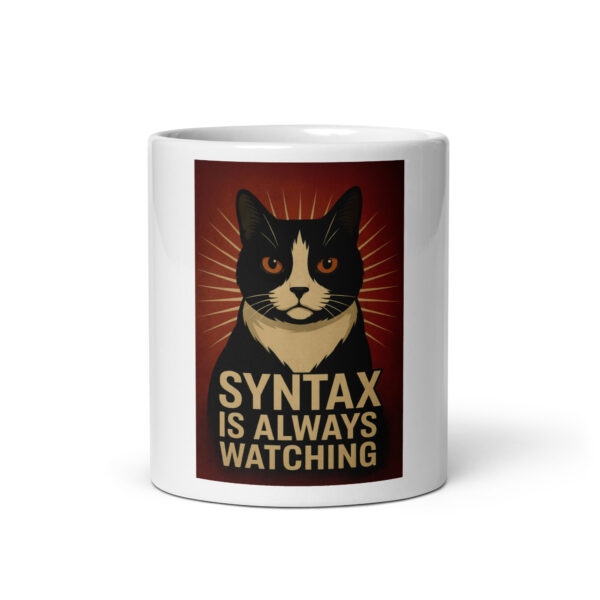 Mug of Divine Judgement – Funny Cat Mug Featuring Syntax the Cat