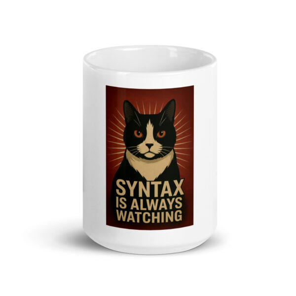 Mug of Divine Judgement – Funny Cat Mug Featuring Syntax the Cat