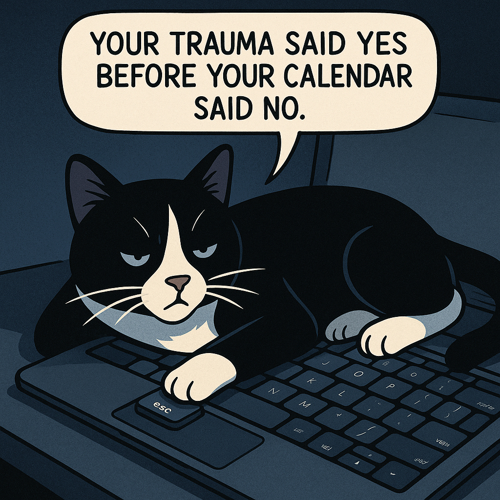 Close-up of Syntax sprawled across a keyboard, one paw on the Escape key.