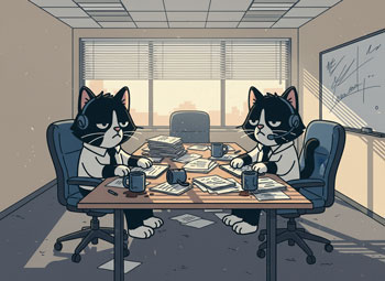 office conference room with scattered papers and cold coffee cups, late afternoon light through blinds, muted corporate tones, sense of aftermath, editorial documentary style